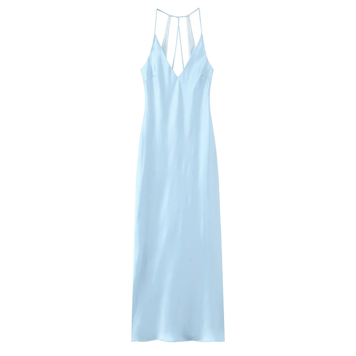 Robe en Satin Bleu Clair
