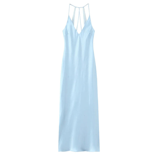 Robe en Satin Bleu Clair